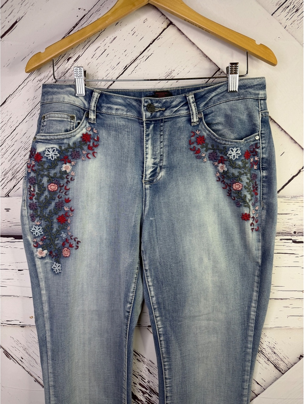 Earl Jeans Floral Embroidered Boho Festival Skinny Denim Ankle Jeans Women’s 12